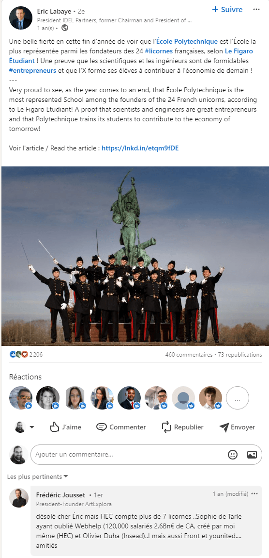Post LinkedIn qui m'évoque la tristesse : qui a la plus grosse communauté de fondateurs dans les licornes